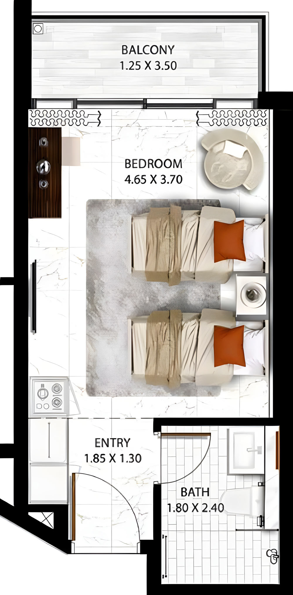 Floor Plans of DAMAC Hills 2 Edge Rotana Suites