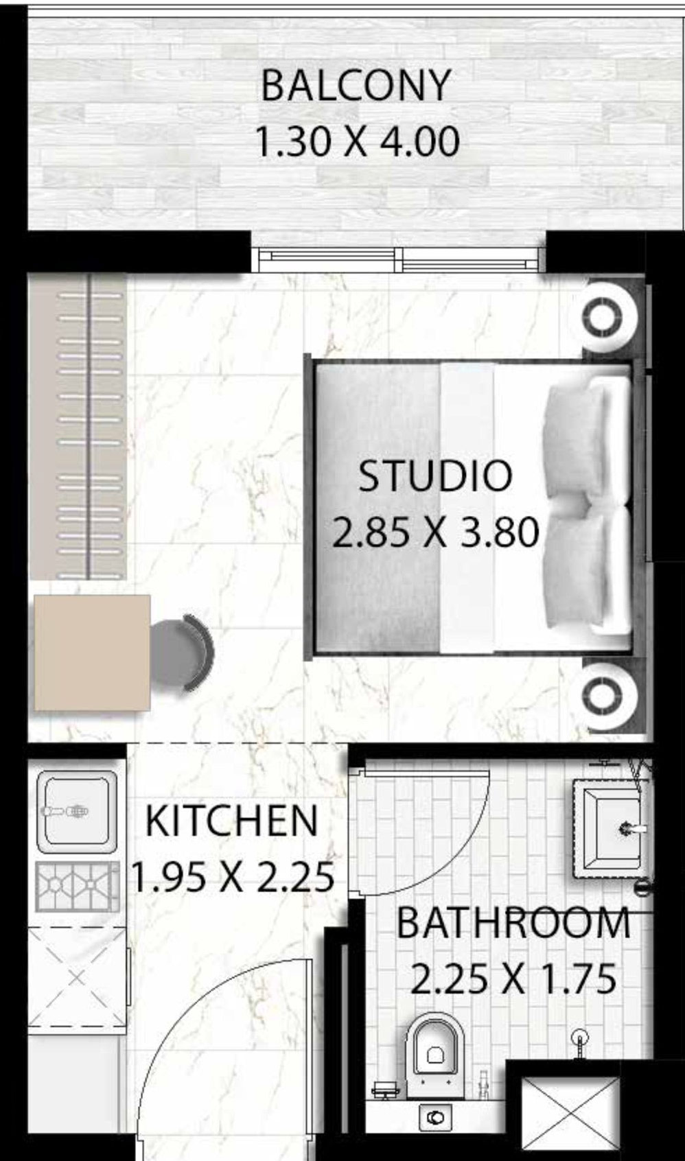 Floor Plans of DAMAC Hills 2 Fiora Apartments